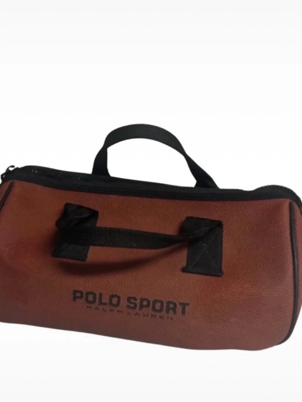 Vintage Rare Polo Sport Ralph Lauren Brown Basketball Material Bag small duffle
